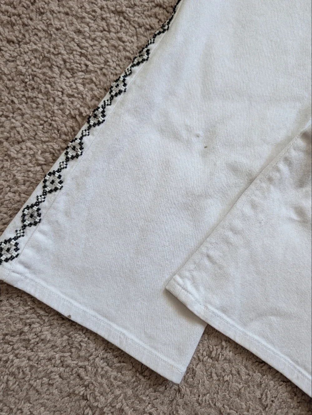 Ralph Lauren Womens Bone White Vintage Western Beaded High Rise Jeans Size 12P